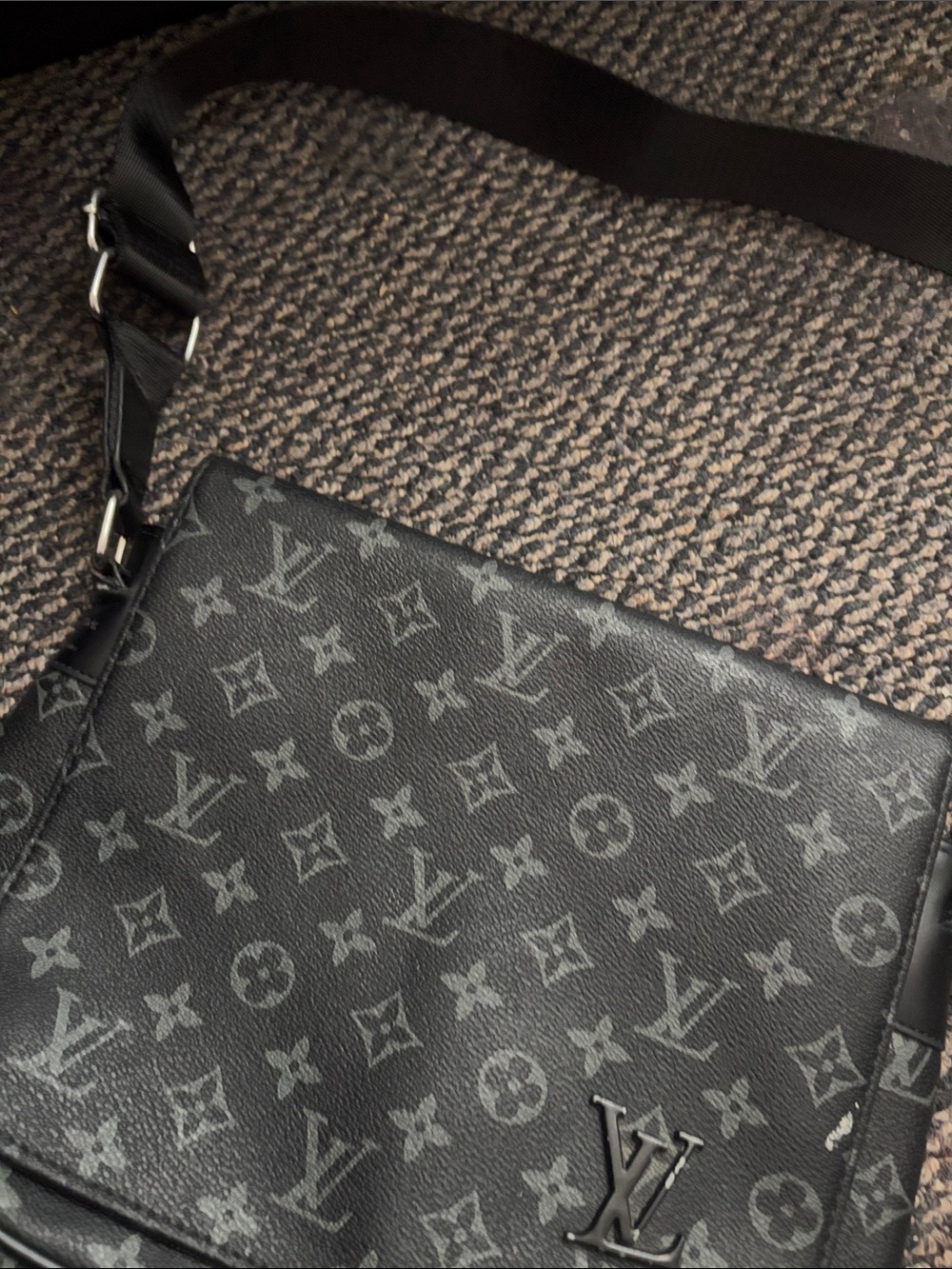 Louis Vuitton Black and Gray Monogram Messenger Bag